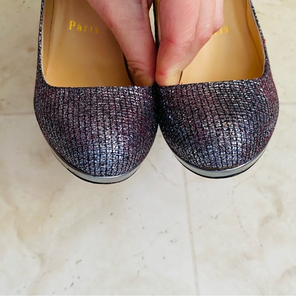 Christian Louboutin Lady Glitter Filo 120 Silver Metallic Pumps Heels size 6/36 - Picture 9 of 12